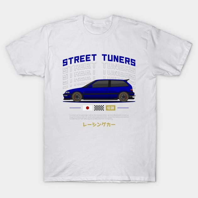 Midnight Racer Blue Kanjo EF JDM T-Shirt by GoldenTuners